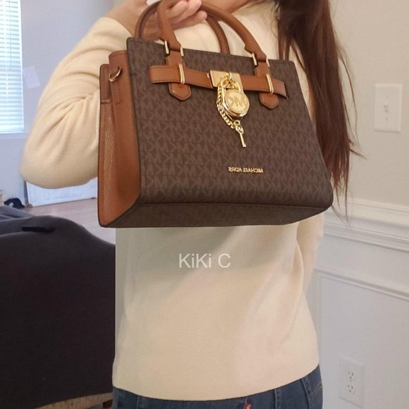 Michael Kors Hamilton Small Logo Satchel Brown 35F1GHMS1B - Picture 17 of 17